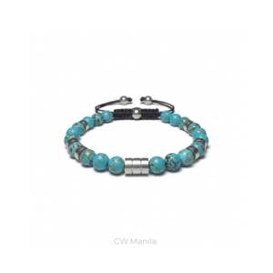 CW Manila - 0RION Adjustable Bracelet - 6mm Turquoise Stone with Hematite Spacer