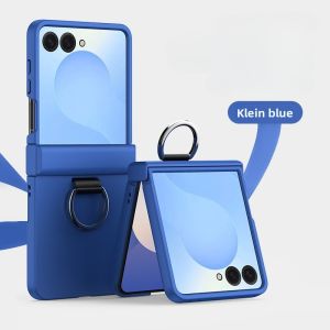 Skin Feel Hard Phone Case for Samsung Galaxy Z Flip 7 FE 6 5 4 3 ZFlip7 with Ring Hinge Protective Cover