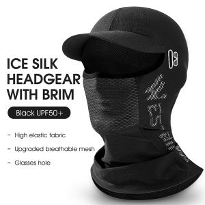 WEST BIKING Summer Cycling Balaclava With Brim Ice Silk Sun Protection Face Mask Bicycle Motorcycle Fishing Hiking Sports Cap