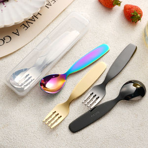 Outdoor Portable Tableware Set: 304 Stainless Steel Spoon and Fork Portable Tableware for Outdoor Picnic and Student Camping
