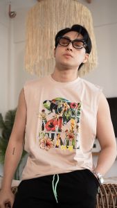 KOREAN VIBE APPAREL SUMMER SANDO BIG WHOLE SLEEVE GRAPHIC COTTON TSHIRT FOR MEN AND WOMEN