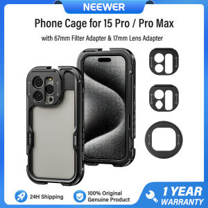 NEEWER Phone Cage Video Rig for iPhone 15 Pro/Pro Max with 67mm Filter Adapter with 17mm Threaded Phone Lens Mount PA043/PA044