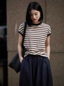 เสื้อยืดคอกลมแขนสั้นผ้าไหมโพลีเอสเตอร์บางหลวมๆ สำหรับฤดูร้อน ทรงหลวม ทรงเข้ารูป แขนกุด ทรงหลวม ทรงเข้ารูป ทรงหลวม ทรงเข้ารูป