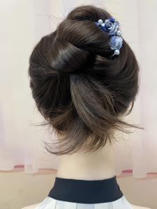 2025 Mẫu Mới Trung Quốc Phong Cách Tóc Xanh Bốn Răng Hạt Hoa Hồng Phụ Kiện Tóc Kiểu Mới Đinh Tán Tóc Phía Sau Đầu