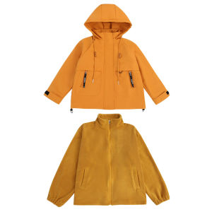 MPW | Girls Three-in-One Thickened Fleece Jacket Coat Polyester Fiber Outdoor Autumn Winter New Style Two-Piece Set Warm Cotton Lined