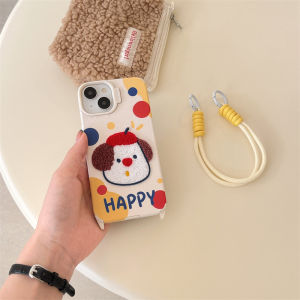 💯【เคสโทรศัพท์】 + Gratis Ongkir💯ใหม่ชุดสุนัขปักลายการ์ตูนลายจุดเหมาะกับ iPhone 16 15 14 13 12 Pro Max 11เคสโทรศัพท์พร้อมสายรัดข้อมือ