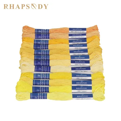 Rhapsody Egyptian Cotton Embroidery Floss DMC Quality 12 Colors Box Double Mercerized Cross Stitch Thread 8 Meter Long Skein