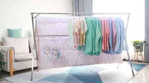 Foldable Clothes Drying Rack Double Rod X-shaped Stainless Steel Telescopic Clothes Rack With Wheels Indoor And Outdoor Clothes Drying Rack