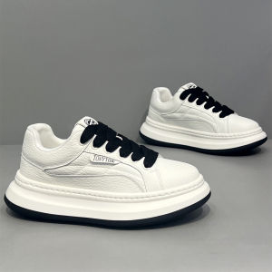 Mens Casual Shoes Leather Increase Height Simple Match All Season Sneakers Comfortable Breathable Cotton Inner Lining