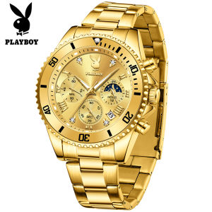 PLAYBOY watch for men original waterproof fashion diamond dial luminous calendar chronograph diving bezel men watches