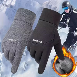 GTUBIKE Men Winter Waterproof Cycling Gloves Outdoor Sports Ski Running Motorcycle Touch Screen Fleece Gloves Warm Full Fingers