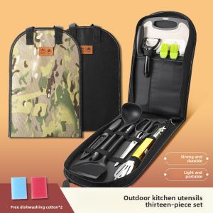 FUJUN | Portable Camping Kitchen Set with Knife Cutting Board and Storage Bag for Outdoor Cooking and Travel