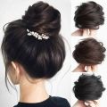 New High Temperature Synthetic Hair Bun With Elastic Rubber Band Brown Black Tousled Messy Hair Extensions Ponytail For Women. 