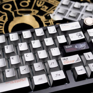 WOMIER 112 Keys Cherry Profile Retro Black Metal Feel PBT Keycaps Top Print Dye Sub Key Cap For Cherry Mx Gamer Mechanical Keyboard Keycaps