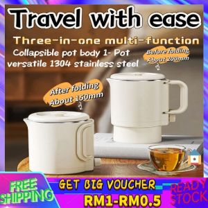 【Malaysia Spot Sale】800ml 2-in-1 Small Portable Electric Kettle Travel Multifunctional Rice Cooker 600W Portable Kettle Mini Electric Kettle Mini Heater Kettle 便携燒水壺迷你
