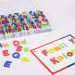 104/208pcs Alphabet Letters Montessori Literacy Skills Spelling Educational w/Magnetic Board&Storage