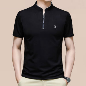 Áo Thun Polo Nam Playboy Tay Dài Mùa Xuân Thu Mới Cao Cấp Liền Mạch Cổ Cao Nửa Cao Cổ Áo Polo Cổ Điển
