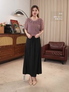 Geometric Pattern Lace Trim Loose Short Sleeve Chiffon Top