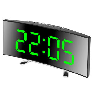 Creative Curved Electronic Clock LED Large Screen Plug-in Battery Dual-purpose Mirror Alarm Clock Student Bedroom Dedicated
