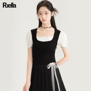 puella | Summer Fake Two-Piece Puff Sleeves Bows Short Sleeve Top