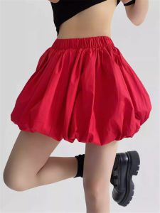 Váy Ngắn Chữ a Màu Đỏ Dễ Thương Cho Phụ Nữ Béo Phì Cạp Cao Váy Ngắn Mùa Thu Váy Ngắn Bó Sát Váy Ngắn Xếp Ly