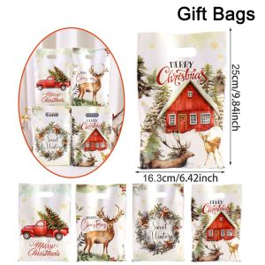 Gói Hàng Loạt Túi Kẹo Giáng Sinh - 10/20/50 Chiếc Thiết Kế Xe Tải Tuần Lộc Vòng Hoa Cây Thông Noel Phong Cách Rustic Quà Tặng Trang Trí Ngày Lễ Mùa Đông