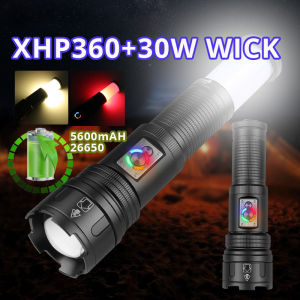 【3 Color COB Light 】30W Ultra Bright torch light powerful rechargeable flashlights heavy duty emergency light COB work light Led Torchlight Built in 18650 flashlight 100000 lumens Camping Lantern White Laser flash light white laser bulb warm light lampu
