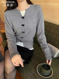 Elegant Long Sleeve Knitted Sweater Womens Fashion Butterfly Knot Slimming Autumn New Style Versatile Quality Woolen Top