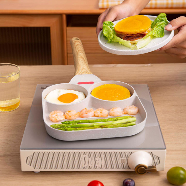 JEETEE White Granite Non Stick Egg Burger Pan Dishwasher Safe Steak 3