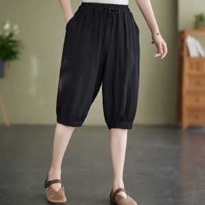 HUAXUNRAN | Cotton Linen High Waist Loose Wide Leg Pants for Women