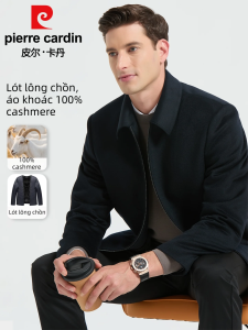 Pierre Cardin | Áo Khoác Mùa Đông 100% Cashmere Có Lót Lông Chồn 