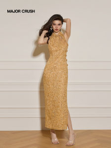 Sleeveless Beaded Embroidery New Chinese Style Cheongsam Dress