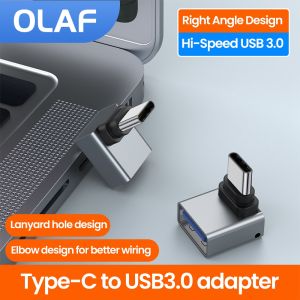 Olaf | Type C Male To USB 3.0 Female Adapter Type C To USB 90 Degrees Right Angled USB C Extension Connector for Laptop Tablet U-disk