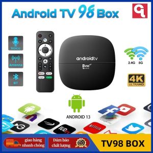 Hộp TV Android TV98 phiên bản 4K 16G + 256GB WiFi tiếng Anh 5G Bluetooth 4.0 điều khiển từ xa bằng giọng nói xem YouTube v.v.