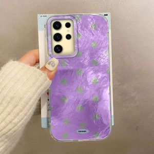 เคสโทรศัพท์ลายจุดวงกลมสีน้ำตาลสไตล์เกาหลี สำหรับผู้หญิงและเด็กผู้หญิง ใช้ได้กับ Samsung Galaxy S24 S22 S23 S25 Edge S21 Plus S20 FE Ultra  วัสดุ TPU