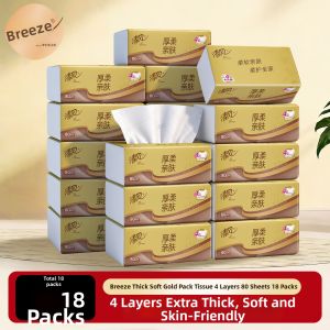 Breeze | Thick and Soft High-Quality Facial Tissue 4 Layers 80 Sheets 18 Packs