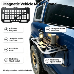 Vehicle‑Mounted Magnetic Foldable Car Side Table Metal Tray SUV Offroad Camping Picnic Outdoor Car Travel Gear