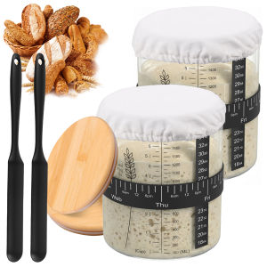 1500/900ml Sourdough Starter Jar Kit with Lid Large Capacity Reusable Wide Mouth Glass Jar for Bread Making Dough Jar Container