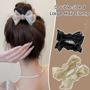 【♡Lovely girls house♡】Bow Tie Pill Hair Clamp Double-Sided Mesh Hair Clip for Women Fashion Coiffure Hairpin Hair Accessories