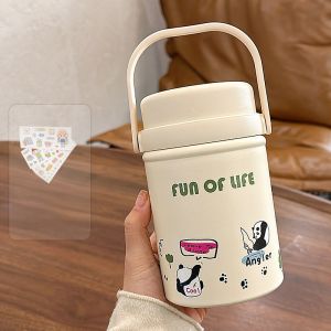Braised Cup Snow Fungus Broth Birds Nest New Arrival 2024 Wide Mouth with Cover Spoon Large Capacity Office Worker Insulated Mug Lunch Box Bucket