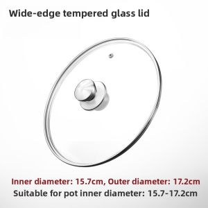 Stainless Steel Transparent Glass Pot Lid Explosion Proof High Temperature Resistant Flat Bottomed for Home Use Milk Wok