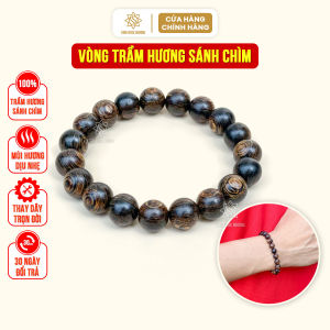Vòng tay trầm hương sánh chìm tròn đơn Sơn Mộc Hương đeo tay nam nữ phong thủy may mắn bình an tài lộc