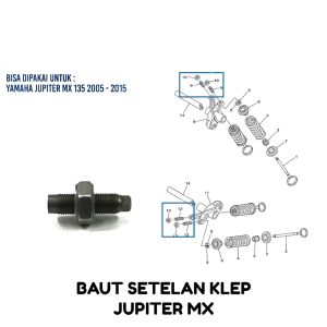 Baut Setelan Klep Jupiter MX (Harga Per 1 PCS) - Baud Mur Mor Stelan Klep Screw Valve Yamaha Jupiter MX King Vixion Lama Vixion NVL NVA New LED Xabre R15 OLD