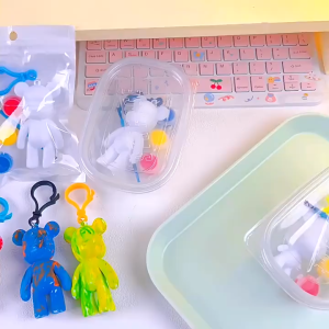 DIY Keychain Cartoon Plaster Coloring Design Figurine  Doll Bear Design