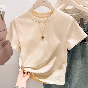 Summer Short Sleeve T-Shirt Womens Basic Style Casual Sweet And Spicy Dopaamine Straight Cut Base Layer Short T-Shirt