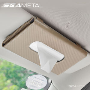 SEAMETAL Carbon Fiber Car Tissue Box Sun Visor Tissue Holder Hanging