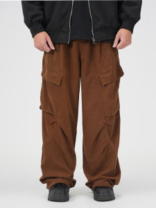 Wassup Retro Japanese Style Mens Workwear Pants Casual Straight Leg Wide Leg Loose Fit Long Trousers Trendy American Style