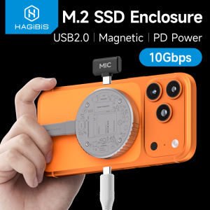 Hagibis | Hagibis Magnetic M.2 2230 NVMe SSD Enclosure SSD Case USB C 3.2 Gen2 to NVMe PCI-E for iPhone 16 Pro Max ProRes Magsafe MacBook