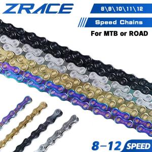 ZRACE Bike Chain 8 9 10 11 12 Speed MTB Mountain Road BicycleNeon-Like Silver Black Gold114/120/126L OEMed by SUMC or DYC