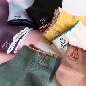 Vớ nữ cổ ngắn tất vớ cổ thấp vải cotton co dãn vintage Hàn Quốc nhiều màu